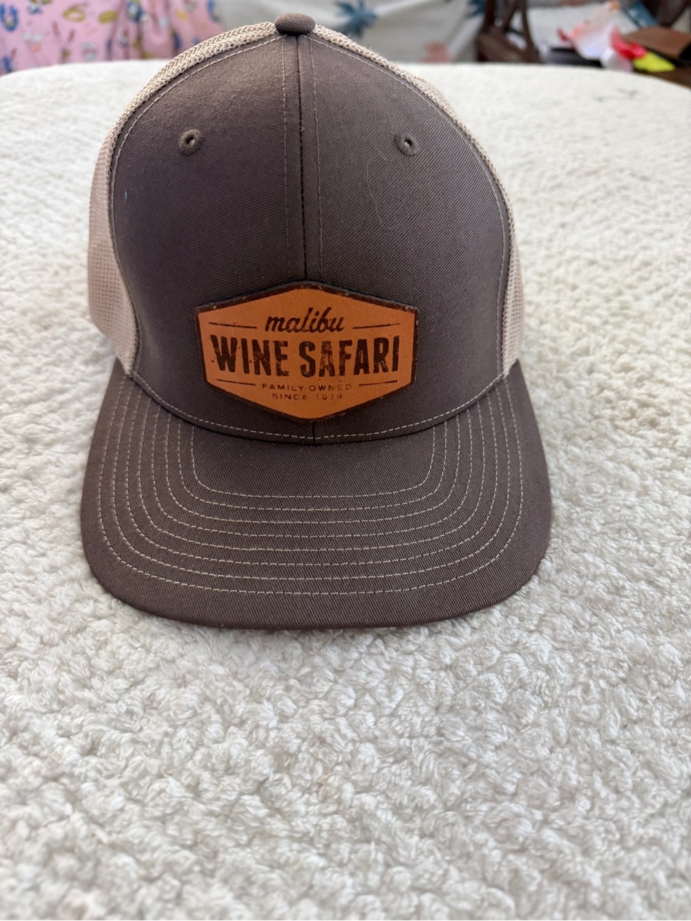 Malibu Wine Safari Brown Trucker Hat with Tan Mesh